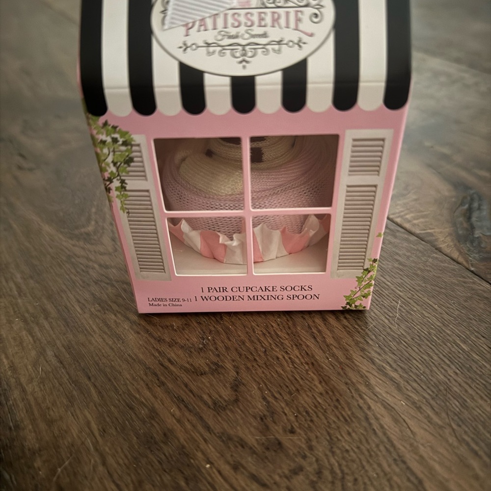 Cupcake Socks with Wooden Mixing Spoon